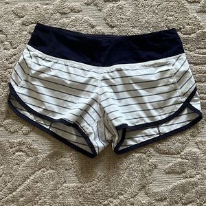 White Grey and Navy lululemon speed shorts size 4.
